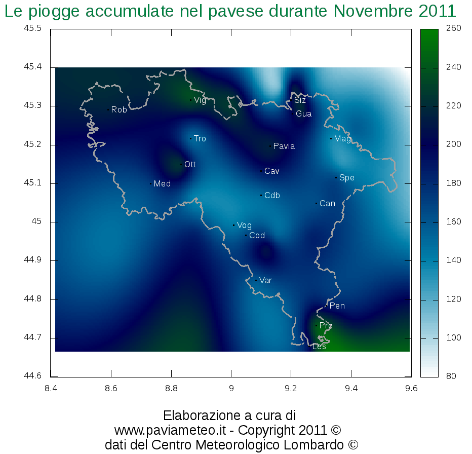 Le piogge di Novembre 2011 nella Provincia di Pavia