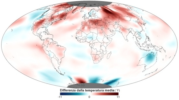 Le anomalie di temperatura nel mese di Giugno 2012 nel mondo