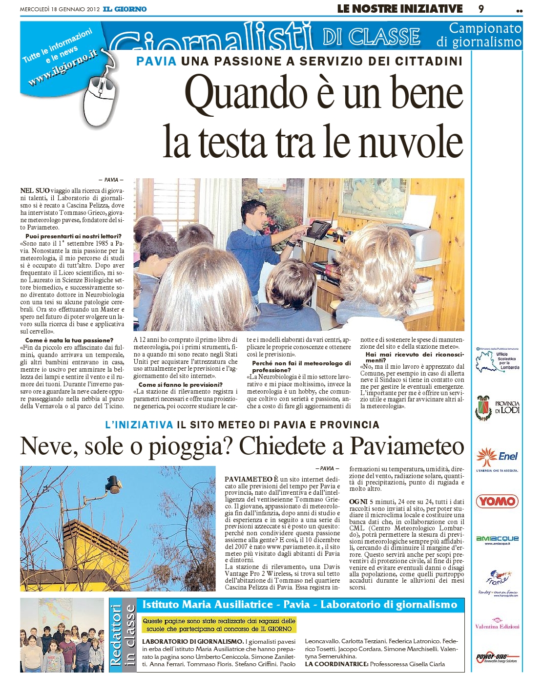 L'intervista a Paviameteo a cura dei ragazzi del Maria Ausiliatrice