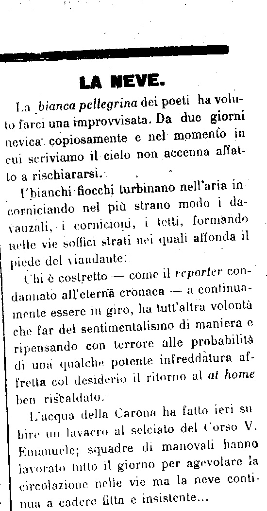L'articolo de "La Provincia Pavese" del 12 Febbraio 1909