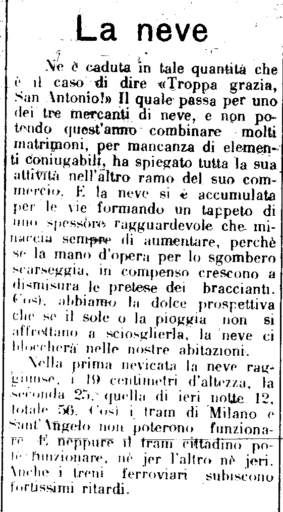 L'articolo de "La Provincia Pavese" del 17 Gennaio 1917