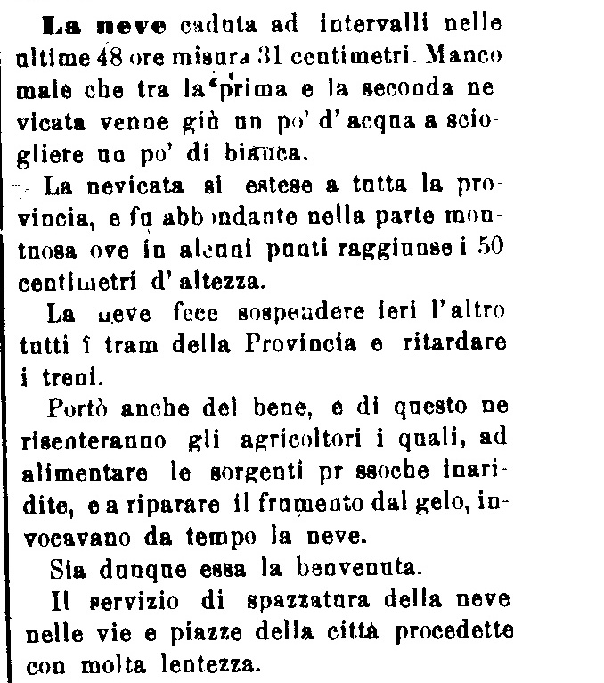 L'articolo de "La Provincia Pavese" del 18 Gennaio 1905