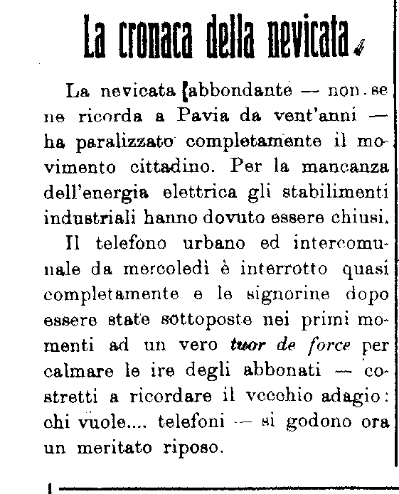 L'articolo de "La Provincia Pavese" del 4 Gennaio 1911