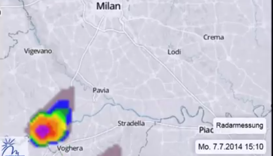 Lo scatto radar delle 15.10 di lunedì 7 Luglio 2014
